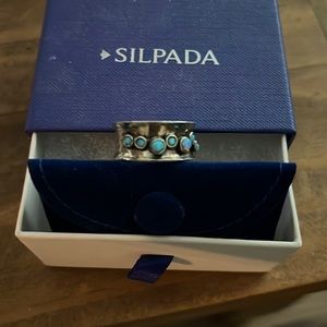 Silpada- turquoise thick silver band- size 9
